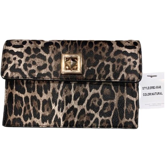Sondra Roberts Animal Print Squared Clutch NWT - Picture 1 of 8